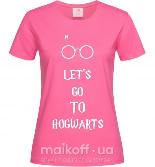 Жіноча футболка Let's go to Hogwarts Яскраво-рожевий фото