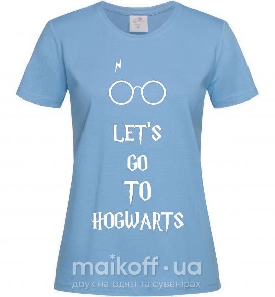 Жіноча футболка Let's go to Hogwarts Блакитний фото
