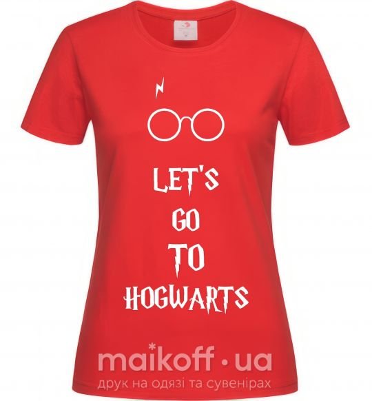 Женская футболка Let's go to Hogwarts Красный фото