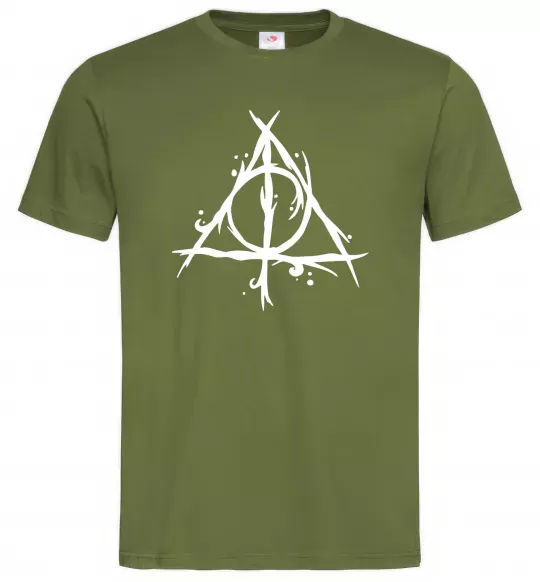 Мужская футболка Deathly Hallows symbol Оливковый фото