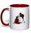 Чашка с цветной ручкой Смертельні реліквії з квітами Красный фото