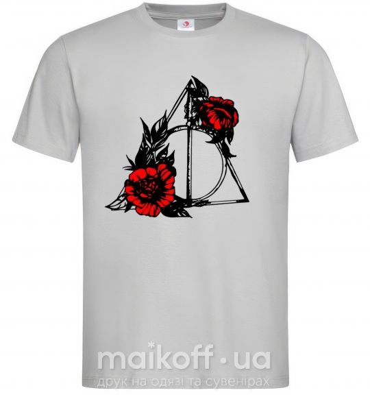 Мужская футболка Смертельні реліквії з квітами Серый фото