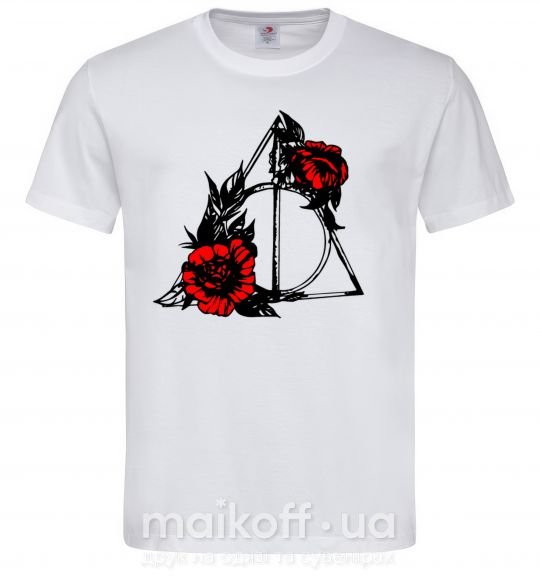 Мужская футболка Смертельні реліквії з квітами Белый фото
