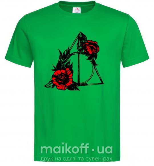 Мужская футболка Смертельні реліквії з квітами Зеленый фото