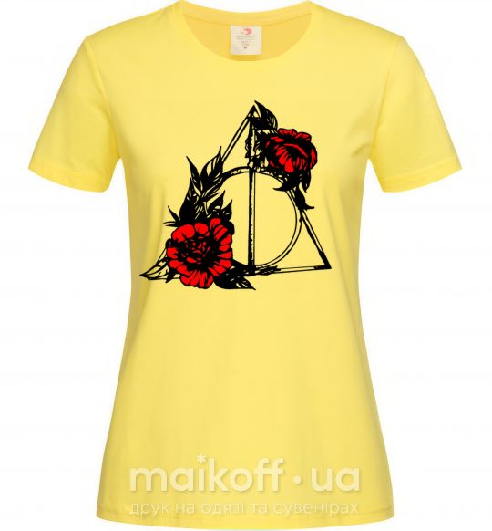 Женская футболка Смертельні реліквії з квітами Лимонный фото