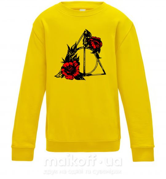 Дитячий світшот Смертельні реліквії з квітами Сонячно жовтий фото