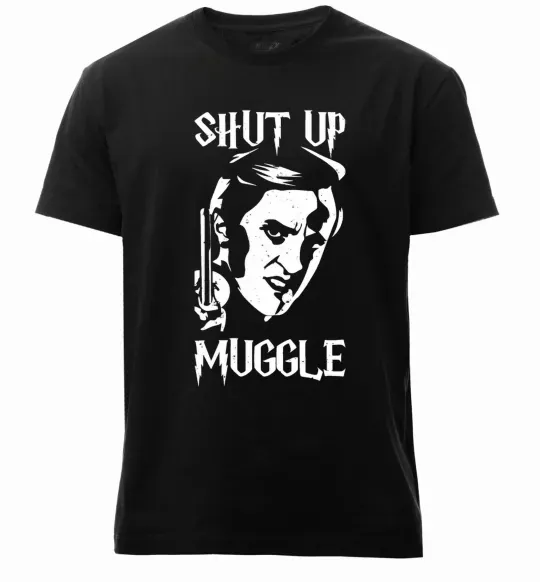 Мужская премиум футболка Shut up Muggle Черный фото