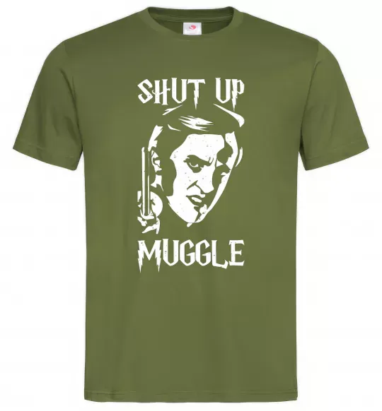 Мужская футболка Shut up Muggle Оливковый фото
