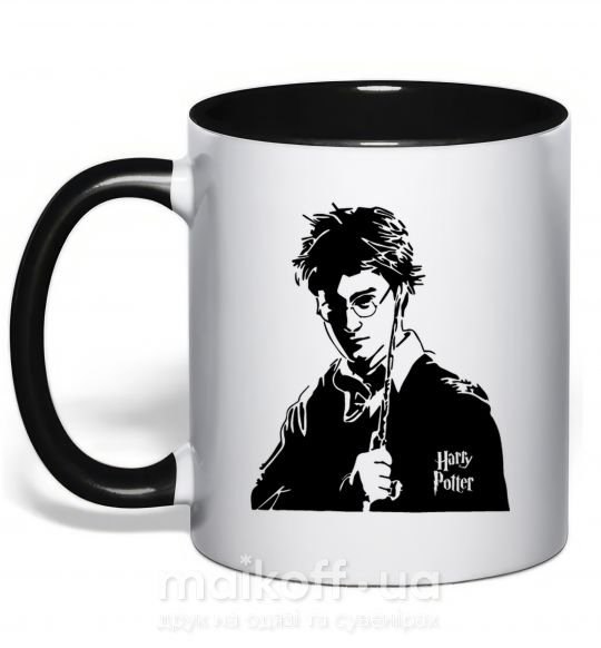Чашка з кольоровою ручкою Harry Potter black Чорний фото