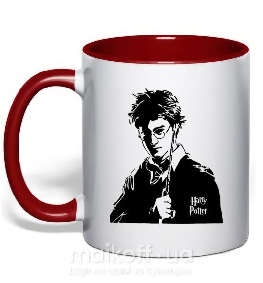 Чашка с цветной ручкой Harry Potter black Красный фото