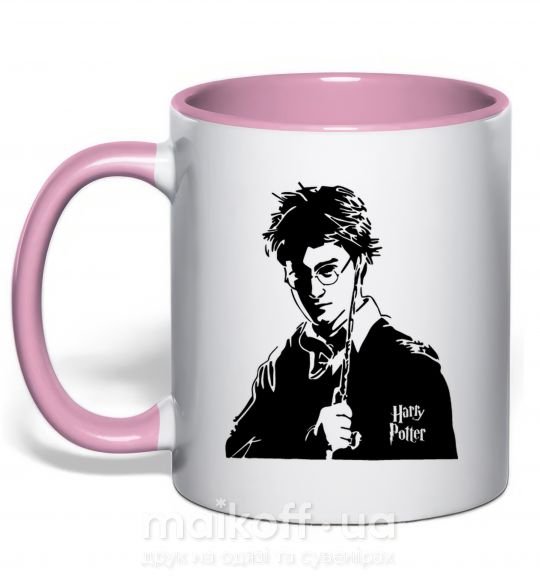 Чашка с цветной ручкой Harry Potter black Нежно розовый фото