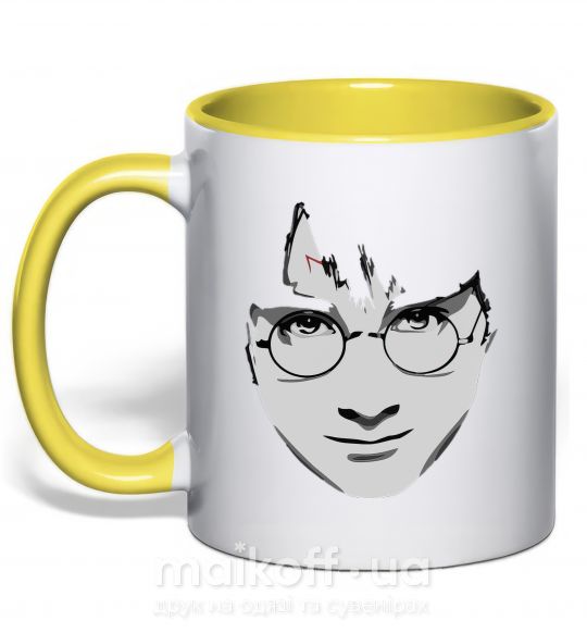Чашка з кольоровою ручкою Harry Potter's face Сонячно жовтий фото