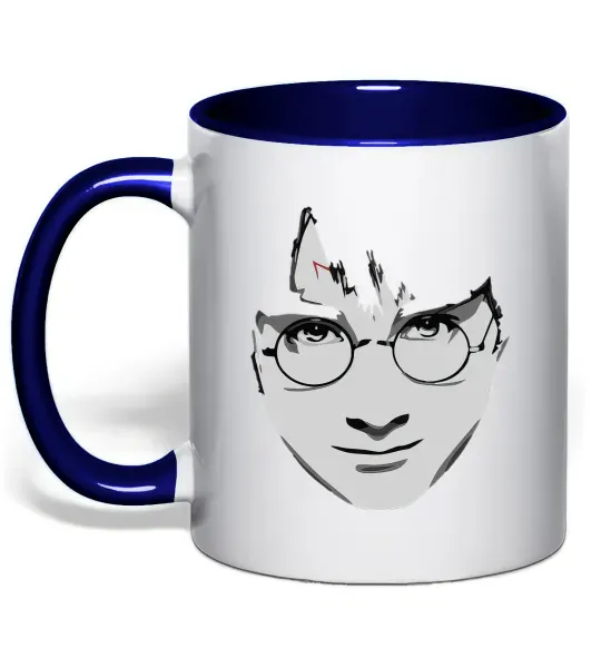 Чашка с цветной ручкой Harry Potter's face Глубокий темно-синий фото