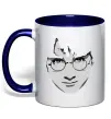 Чашка с цветной ручкой Harry Potter's face Глубокий темно-синий фото