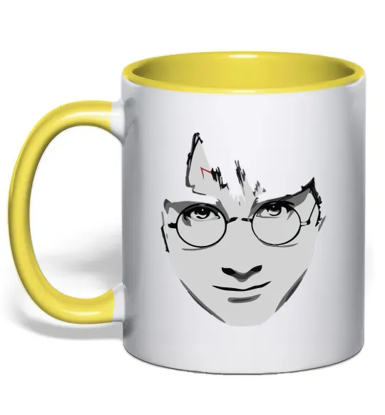 Чашка з кольоровою ручкою Harry Potter's face Лимонний фото