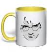 Чашка з кольоровою ручкою Harry Potter's face Лимонний фото