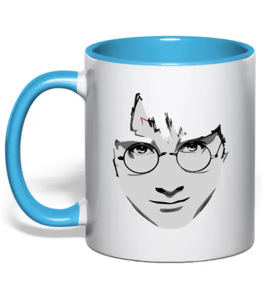 Чашка с цветной ручкой Harry Potter's face Голубой фото