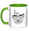 Чашка з кольоровою ручкою Harry Potter's face Зелений фото