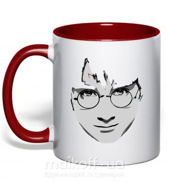 Чашка з кольоровою ручкою Harry Potter's face Червоний фото