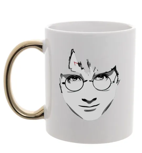 Чашка с цветной ручкой Harry Potter's face Золото фото