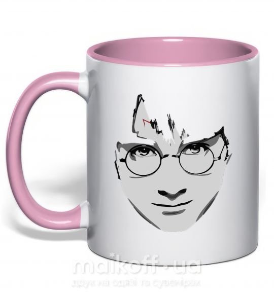 Чашка з кольоровою ручкою Harry Potter's face Ніжно рожевий фото