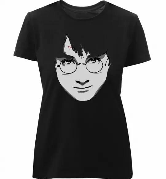 Жіноча преміум футболка Harry Potter's face Чорний фото