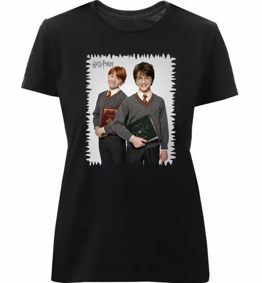 Женская премиум футболка Гаррі та Рон Черный фото