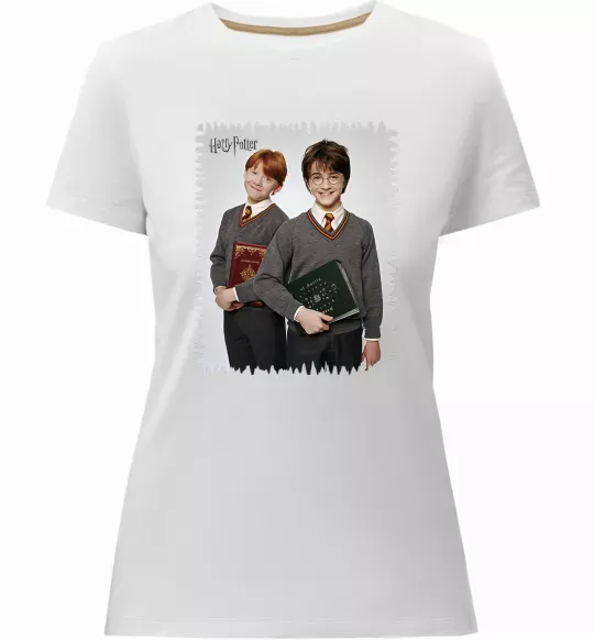 Женская премиум футболка Гаррі та Рон Белый фото
