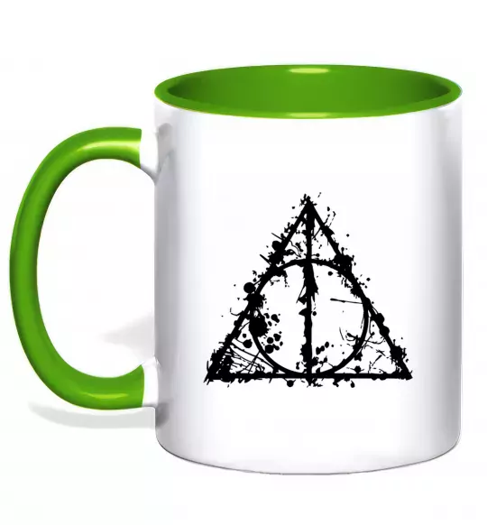 Чашка з кольоровою ручкою Смертельні реліквії бризки Зелений фото