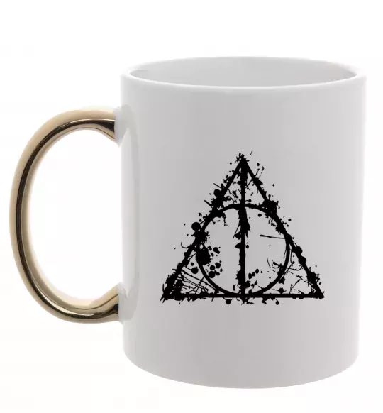 Чашка з кольоровою ручкою Смертельні реліквії бризки Золото фото