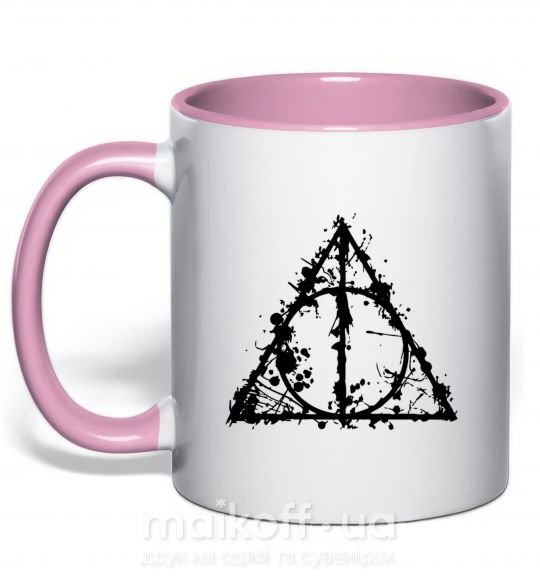 Чашка з кольоровою ручкою Смертельні реліквії бризки Ніжно рожевий фото