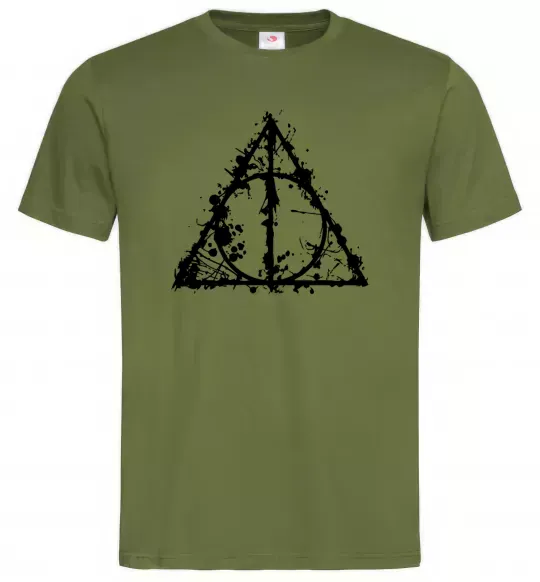 Мужская футболка Смертельні реліквії бризки Оливковый фото
