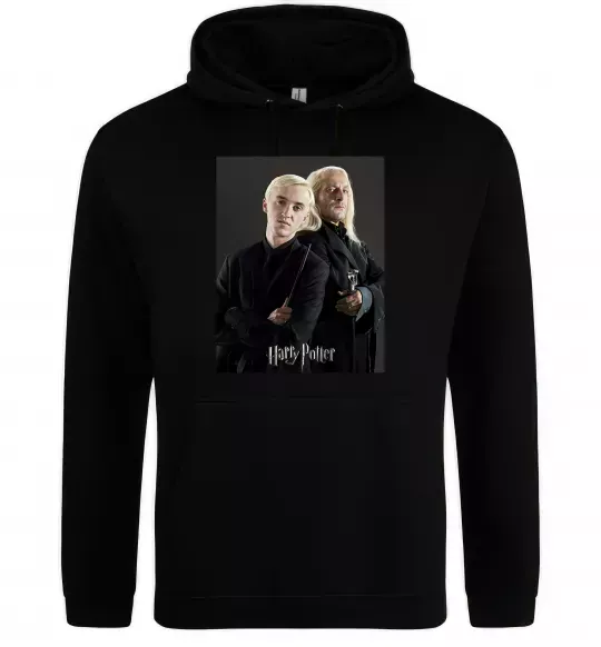 Женская толстовка (худи) Драко Малфой з батьком Черный фото