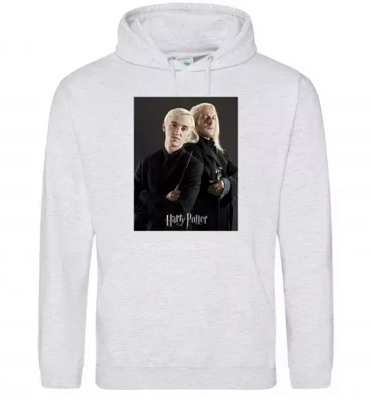 Женская толстовка (худи) Драко Малфой з батьком Серый меланж фото