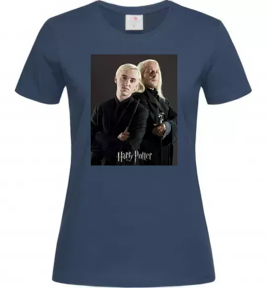 Женская футболка Драко Малфой з батьком Темно-синий фото