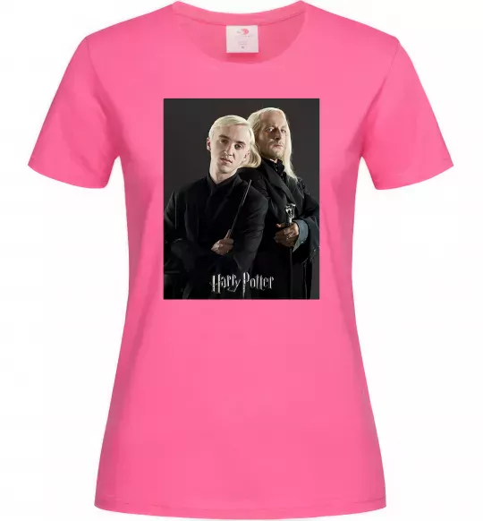 Женская футболка Драко Малфой з батьком Ярко-розовый фото