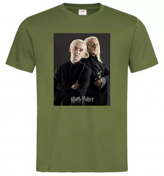Мужская футболка Драко Малфой з батьком Оливковый фото