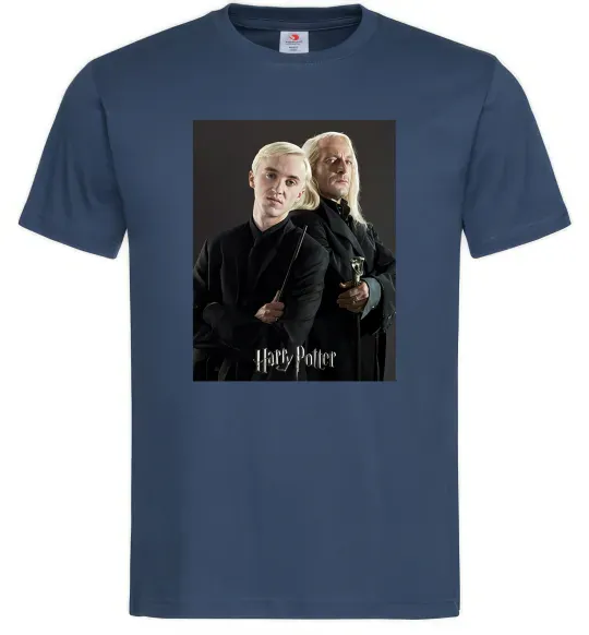 Мужская футболка Драко Малфой з батьком Темно-синий фото