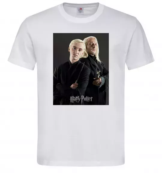 Мужская футболка Драко Малфой з батьком Белый фото