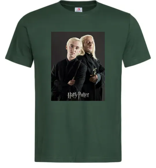 Мужская футболка Драко Малфой з батьком Темно-зеленый фото