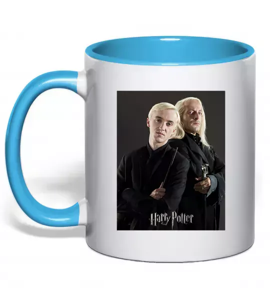 Чашка с цветной ручкой Драко Малфой з батьком Голубой фото