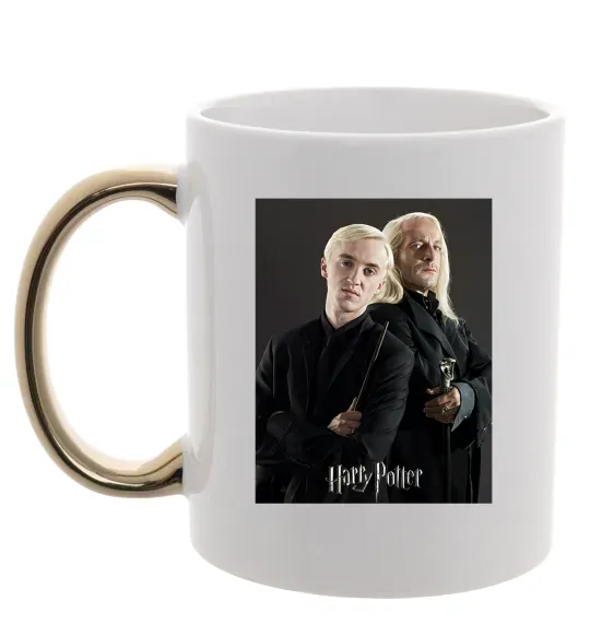 Чашка с цветной ручкой Драко Малфой з батьком Золото фото