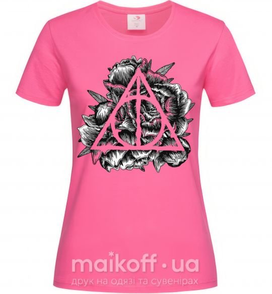 Женская футболка Смертельні реліквії піони Ярко-розовый фото
