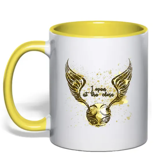 Чашка з кольоровою ручкою I open at the close Сонячно жовтий фото