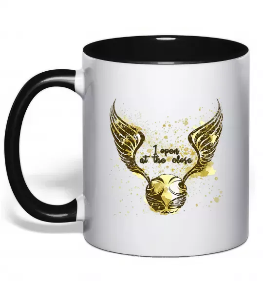 Чашка з кольоровою ручкою I open at the close Чорний фото