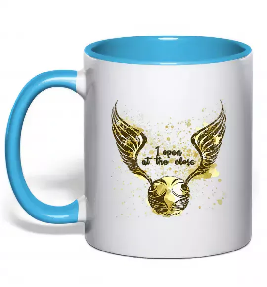 Чашка з кольоровою ручкою I open at the close Блакитний фото