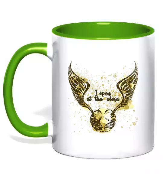 Чашка з кольоровою ручкою I open at the close Зелений фото