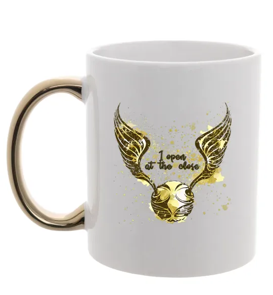 Чашка з кольоровою ручкою I open at the close Золото фото