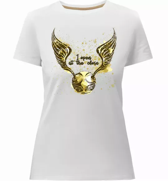 Жіноча преміум футболка I open at the close Білий фото