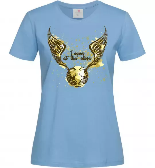 Женская футболка I open at the close Голубой фото